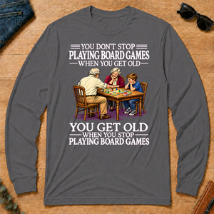 Old Man Don't Stop Playing Board Games - charcoal - LST2D-Charcoal