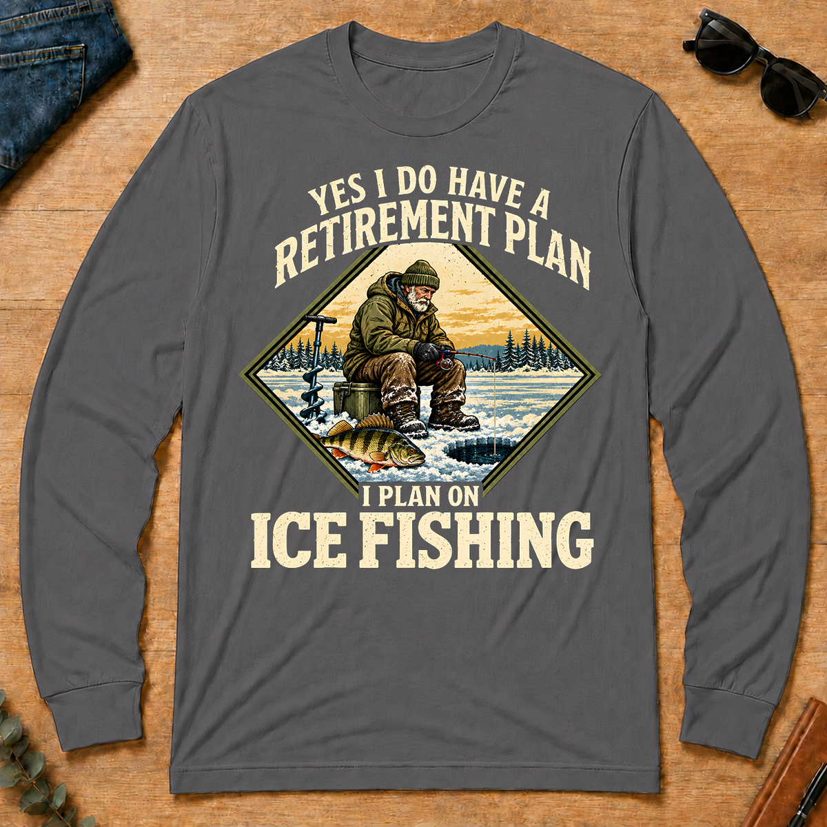 I Plan On Ice Fishing - charcoal - LST2D-Charcoal
