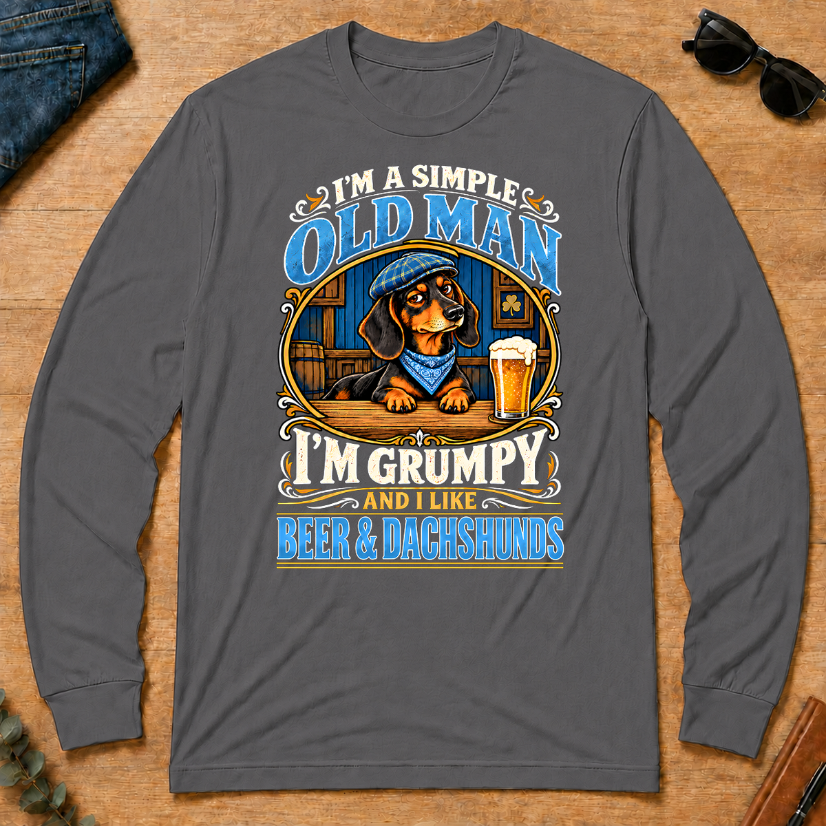 Funny I Like Beer & Dachshunds - charcoal - LST2D-Charcoal