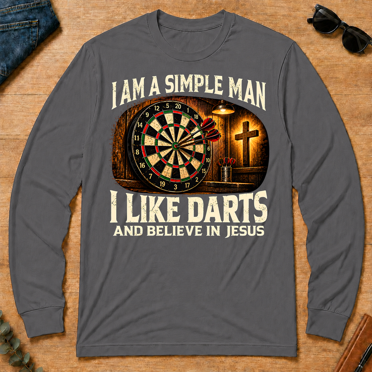 I Am Simple Man I Like Darts - charcoal - LST2D-Charcoal