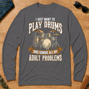 Vintage I Just Want To Play Drums - charcoal - LST2D-Charcoal