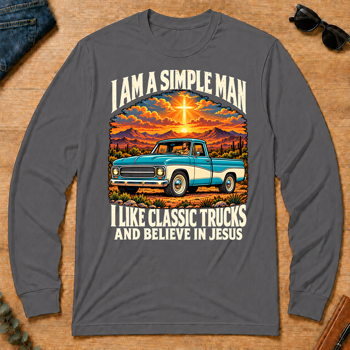 I Like Classic Trucks & Believe In Jesus - charcoal - LST2D-Charcoal