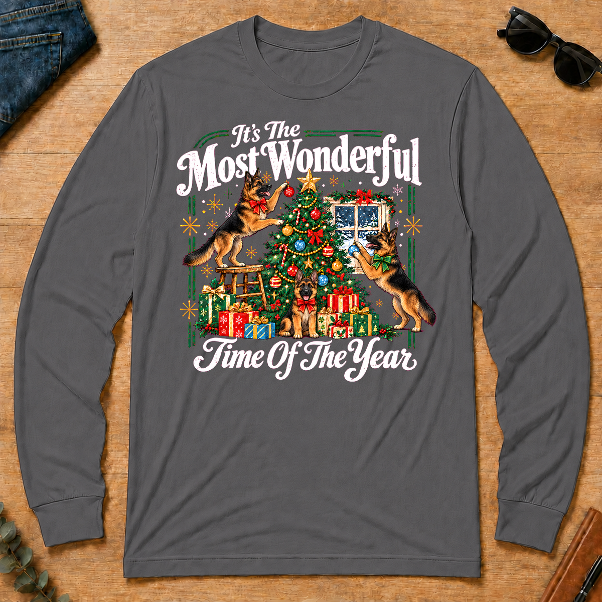 Wonderful Christmas German Shepherd - charcoal - LST2D-Charcoal