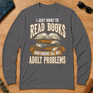 Vintage I Just Want To Read Books - charcoal - LST2D-Charcoal