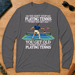 Old Man Don't Stop Tennis - charcoal - LST2D-Charcoal