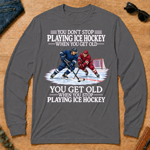 Old Man Don't Stop Ice Hockey - charcoal - LST2D-Charcoal