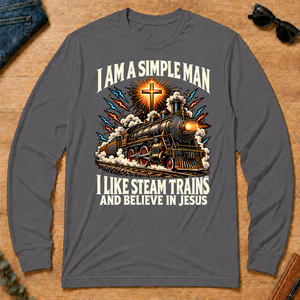 I Like Steam Trains & Believe In Jesus - charcoal - LST2D-Charcoal