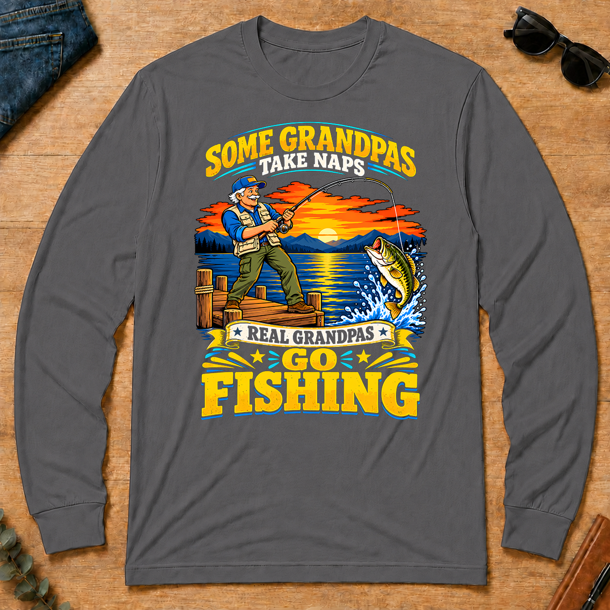 Real Grandpas Go Fishing - charcoal - LST2D-Charcoal