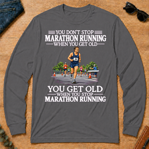 Old Man Don't Stop Marathon Running - charcoal - LST2D-Charcoal