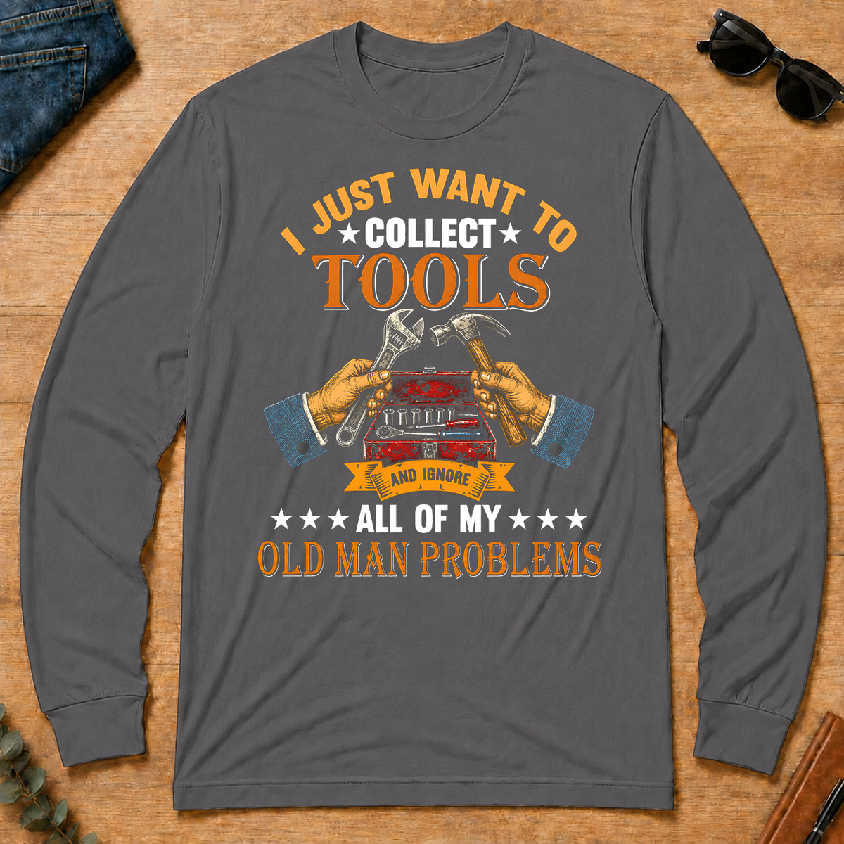 Vintage I Just Want To Collect Tools - charcoal - LST2D-Charcoal