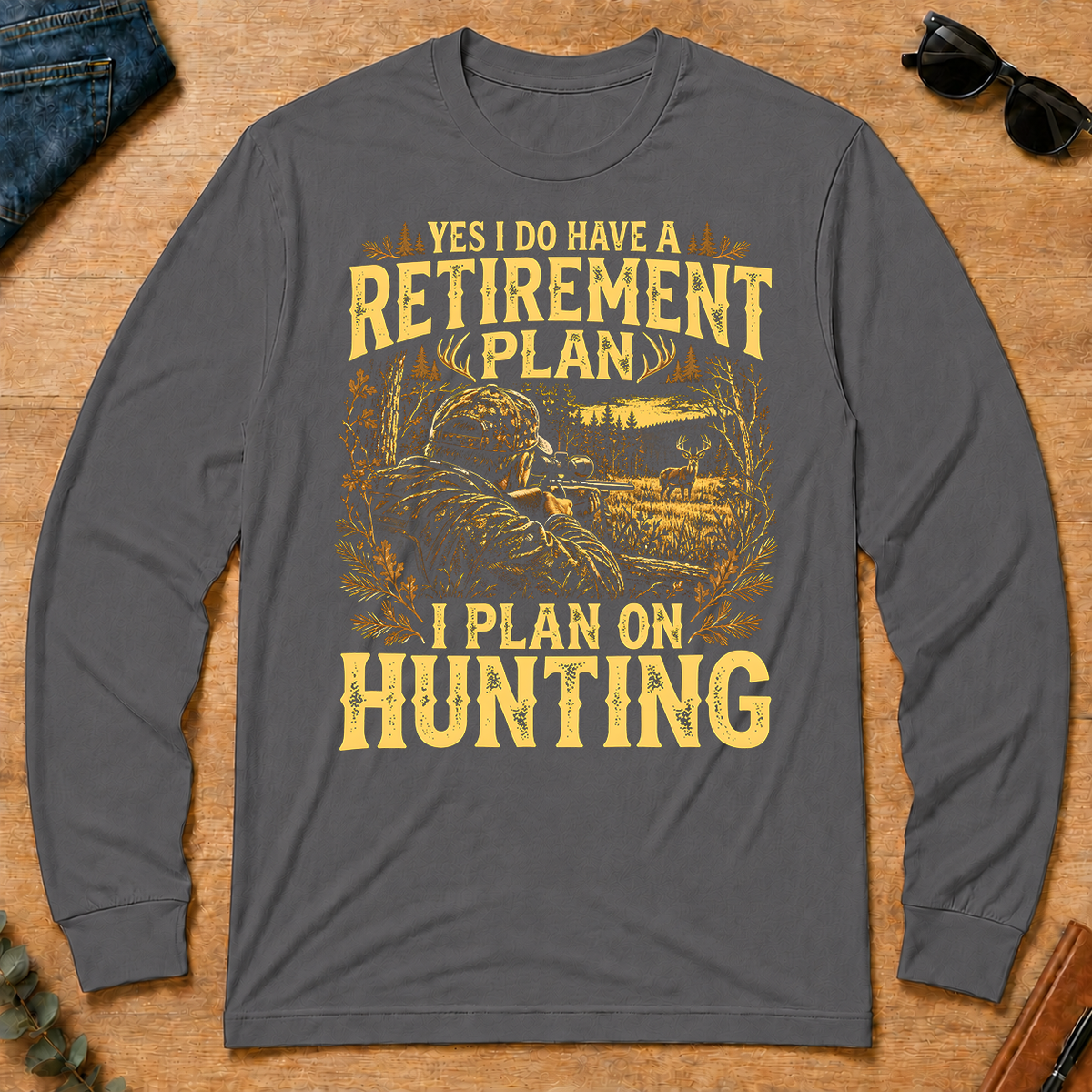 I Do Have A Retirement Plan I Plan On Hunting - charcoal - LST2D-Charcoal