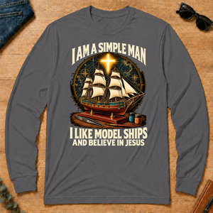 I Like Model Ships & Believe In Jesus - charcoal - LST2D-Charcoal