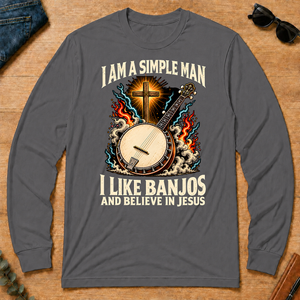 I Like Banjos & Believe In Jesus - charcoal - LST2D-Charcoal