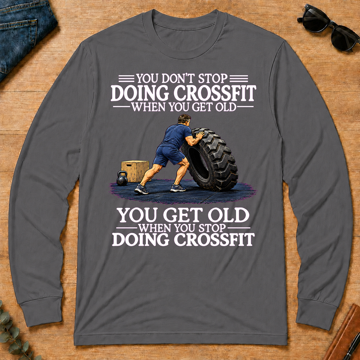 Old Man Don't Stop CrossFit - charcoal - LST2D-Charcoal