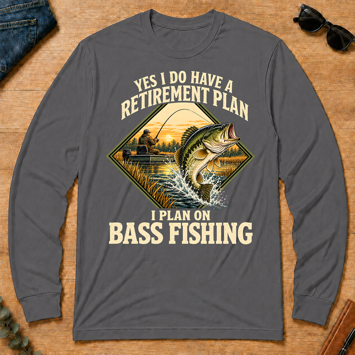 I Plan On Bass Fishing - charcoal - LST2D-Charcoal