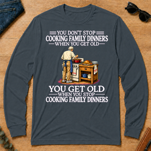 Old Man Don't Stop Cooking Family Dinner - dark-heather - LST2D-DarkHeather