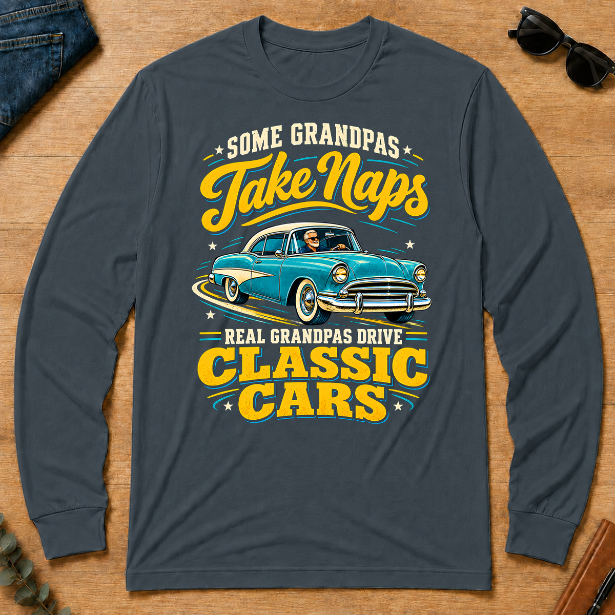 Grandpas Drive Classic Cars - dark-heather - LST2D-DarkHeather