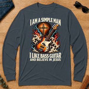 I Like Bass Guitar & Believe In Jesus - dark-heather - LST2D-DarkHeather