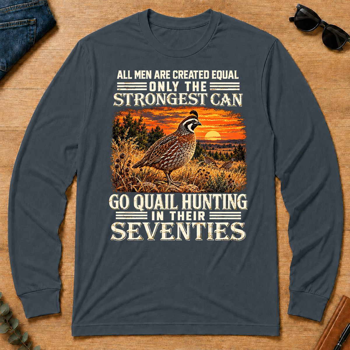 Quail Hunting Strongest Man In Seventies_ - dark-heather - LST2D-DarkHeather
