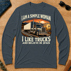 I Am Simple Woman I Like Trucks - dark-heather - LST2D-DarkHeather