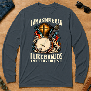I Like Banjos & Believe In Jesus - dark-heather - LST2D-DarkHeather