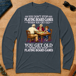 Old Man Don't Stop Playing Board Games - dark-heather - LST2D-DarkHeather