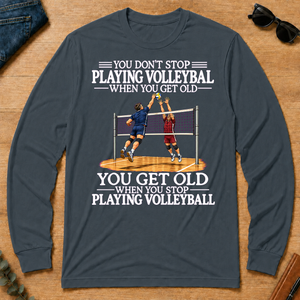 Old Man Don't Stop Volleyball - dark-heather - LST2D-DarkHeather