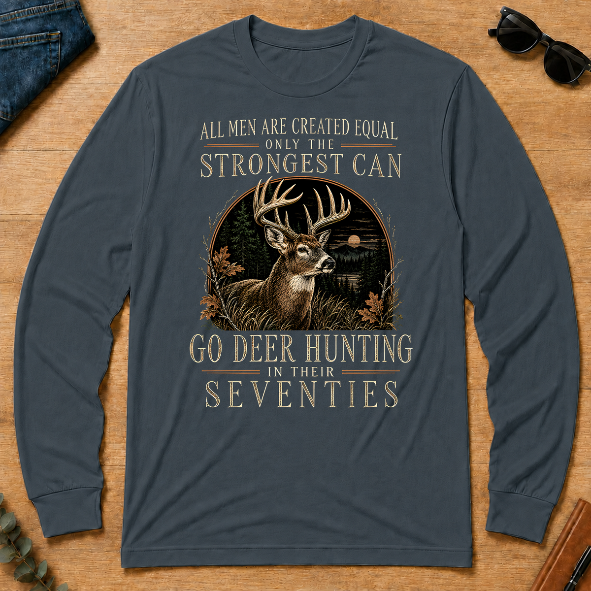 Deer Hunting Strongest Man In Seventies - dark-heather - LST2D-DarkHeather