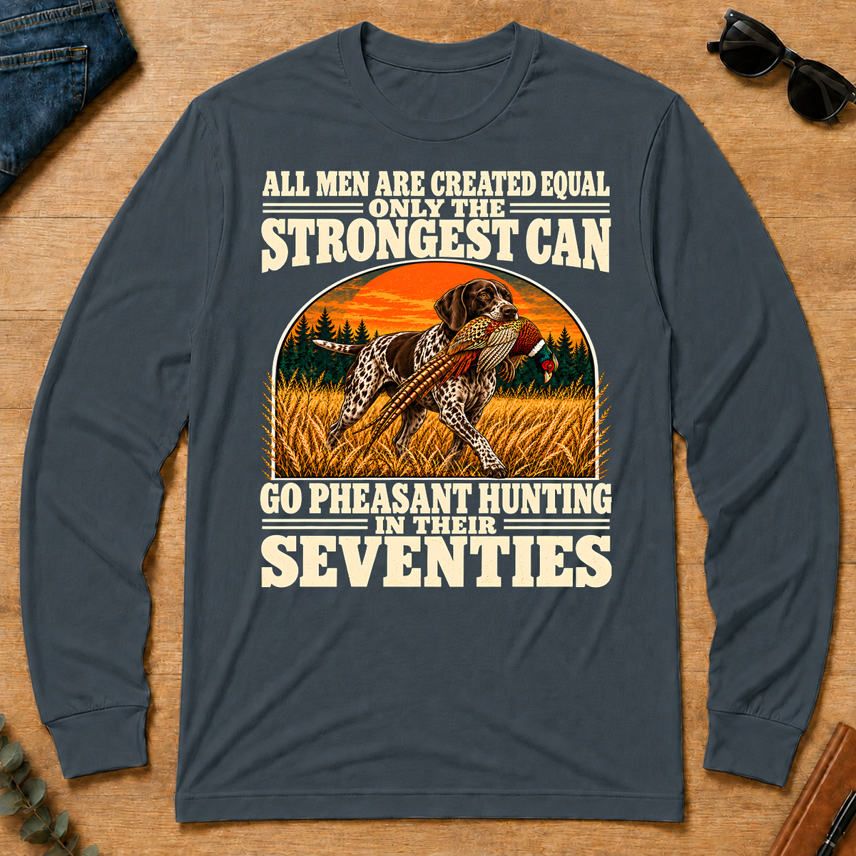 Pheasant Hunting Seventies Vintage - dark-heather - LST2D-DarkHeather