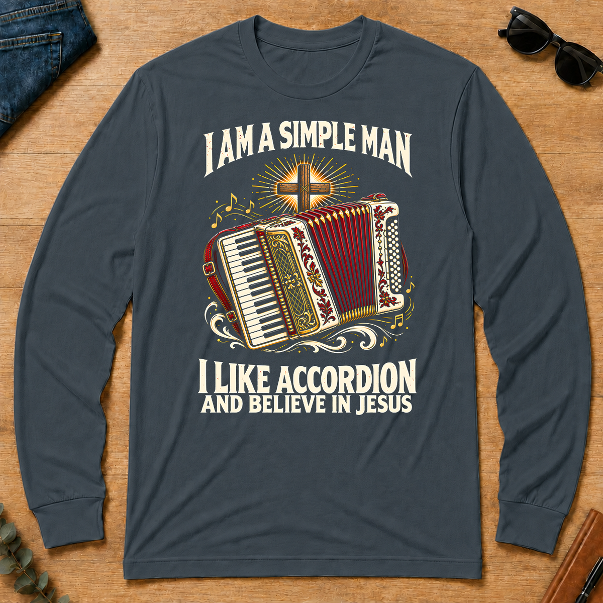 I Like Accordion & Believe In Jesus - dark-heather - LST2D-DarkHeather