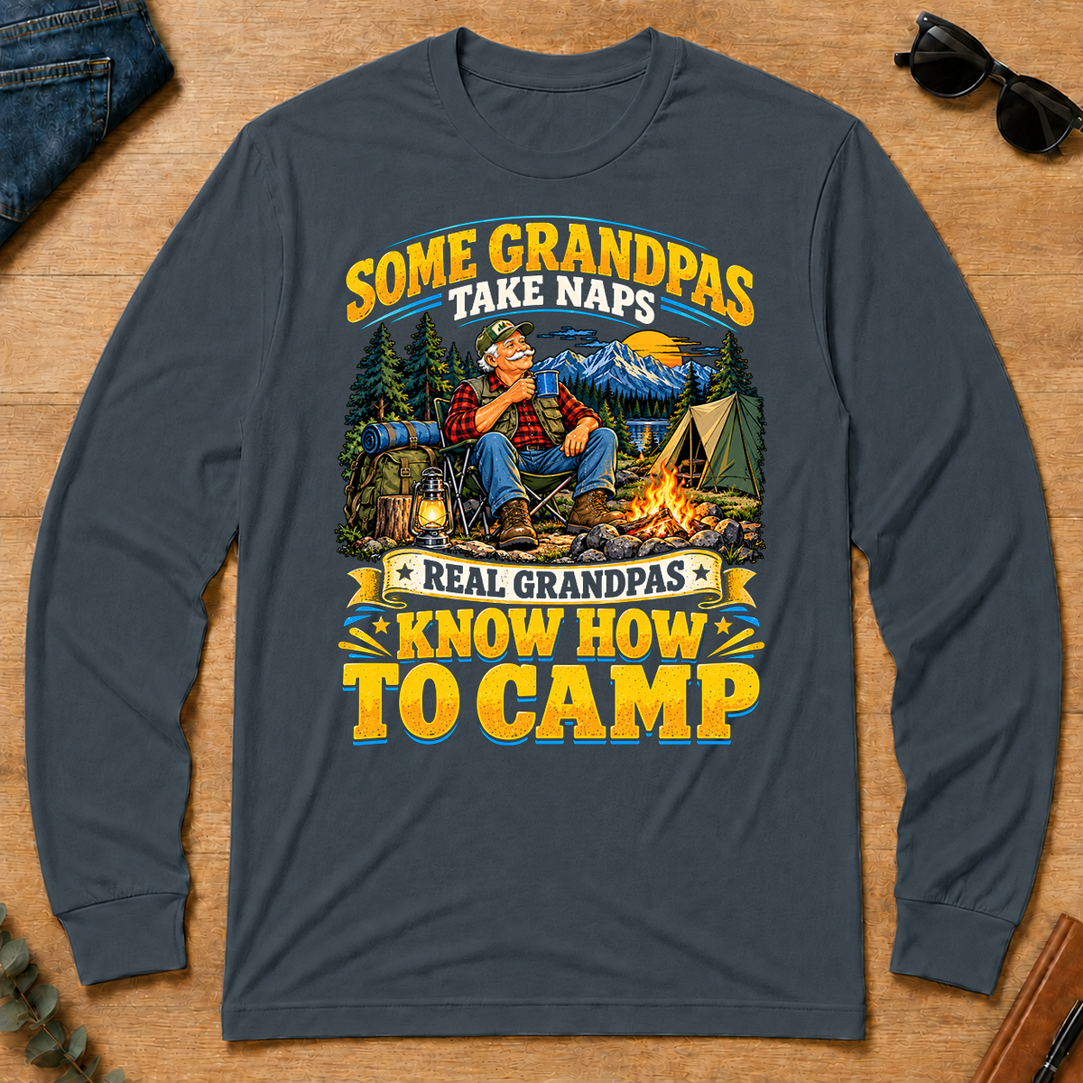 Real Grandpas Know How To Camp - dark-heather - LST2D-DarkHeather