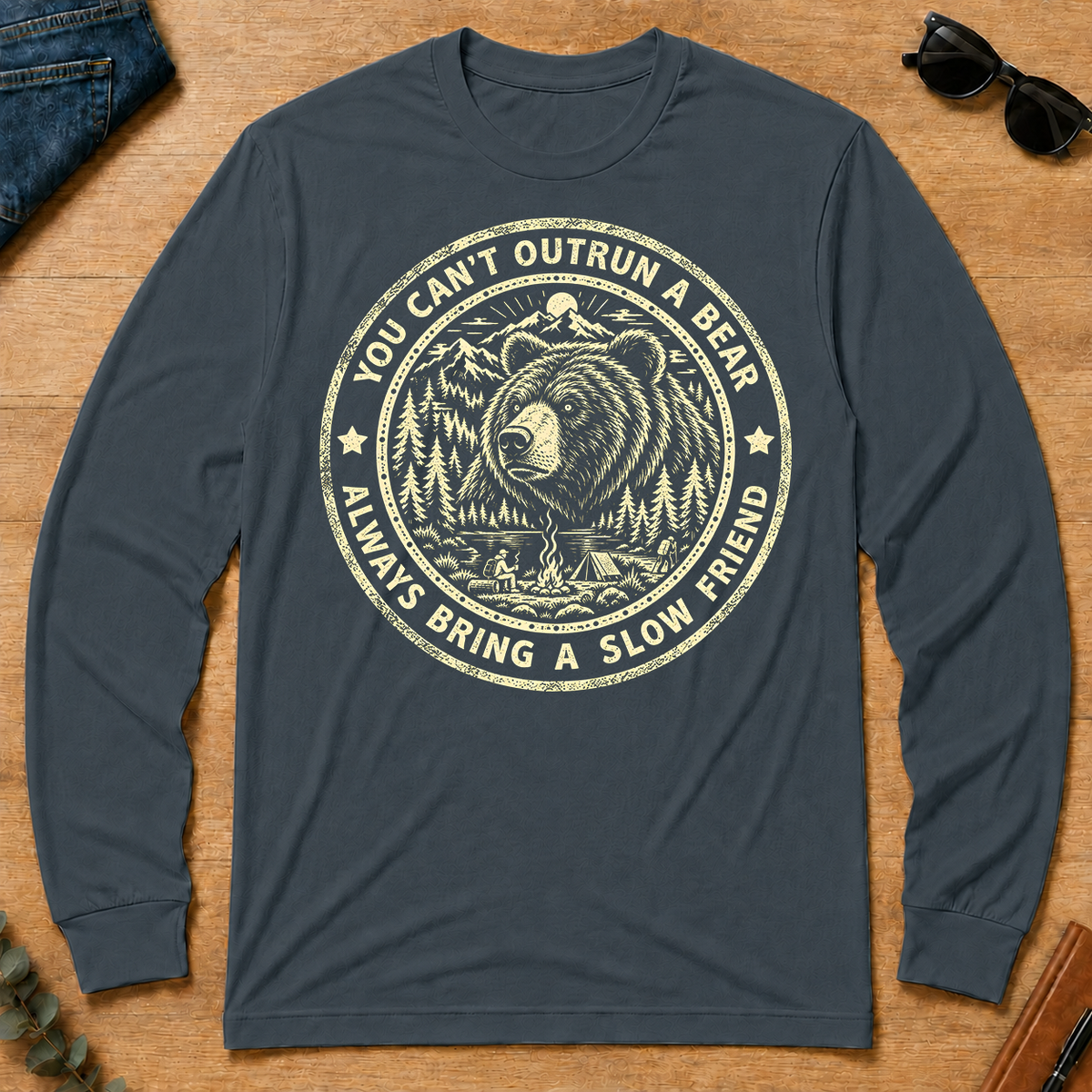 You Can't Outrun A Bear Always Bring A Slow Friend - dark-heather - LST2D-DarkHeather