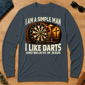 I Am Simple Man I Like Darts - dark-heather - LST2D-DarkHeather