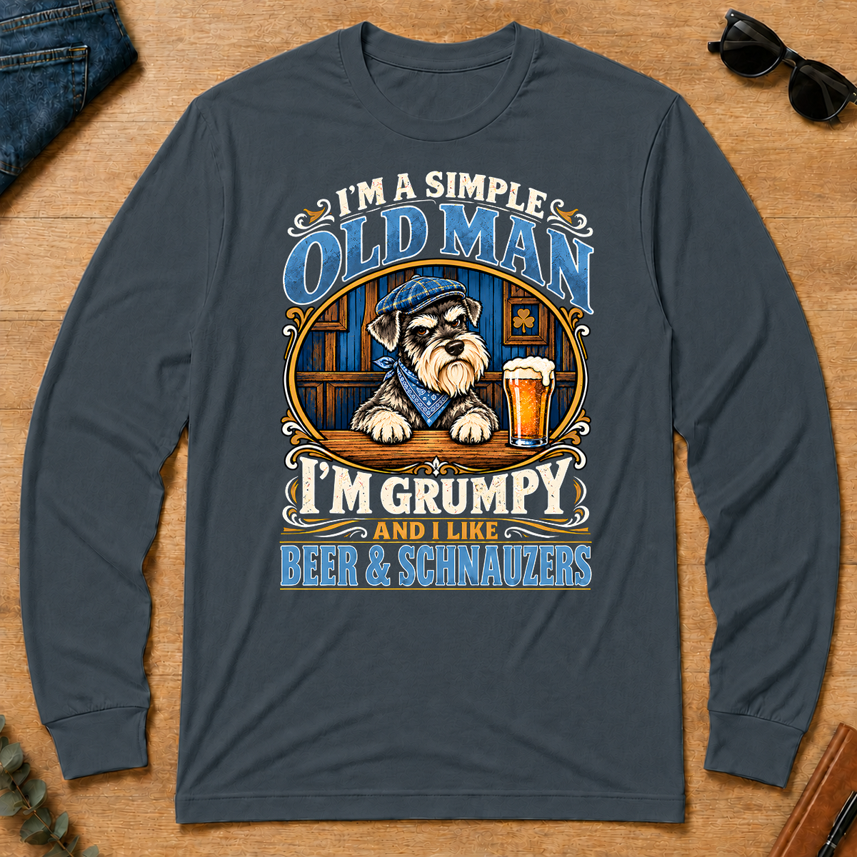 Funny I Like Beer & Schnauzers - dark-heather - LST2D-DarkHeather