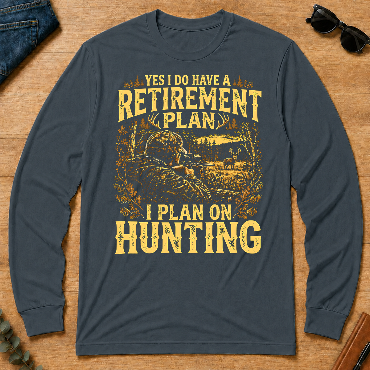 I Do Have A Retirement Plan I Plan On Hunting - dark-heather - LST2D-DarkHeather