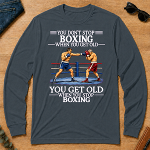 Old Man Don't Stop Boxing - dark-heather - LST2D-DarkHeather