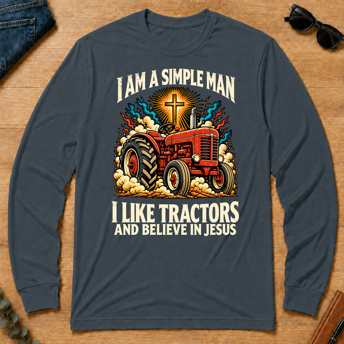 I Like Tractors & Believe In Jesus - dark-heather - LST2D-DarkHeather