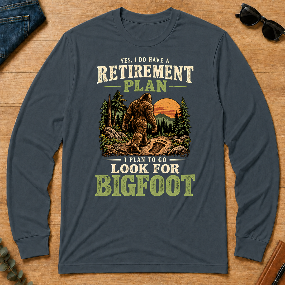 I Plan To Go Look For Bigfoot - dark-heather - LST2D-DarkHeather