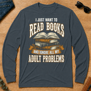 Vintage I Just Want To Read Books - dark-heather - LST2D-DarkHeather