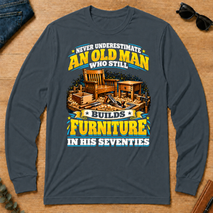 Yellow An Old Man Still Builds Funiture In His Seventies - dark-heather - LST2D-DarkHeather