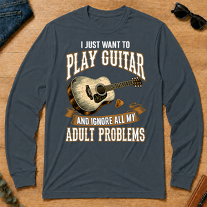 Vintage I Just Want To Play Guitar - dark-heather - LST2D-DarkHeather