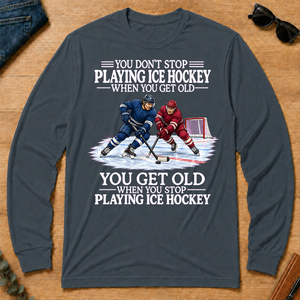 Old Man Don't Stop Ice Hockey - dark-heather - LST2D-DarkHeather