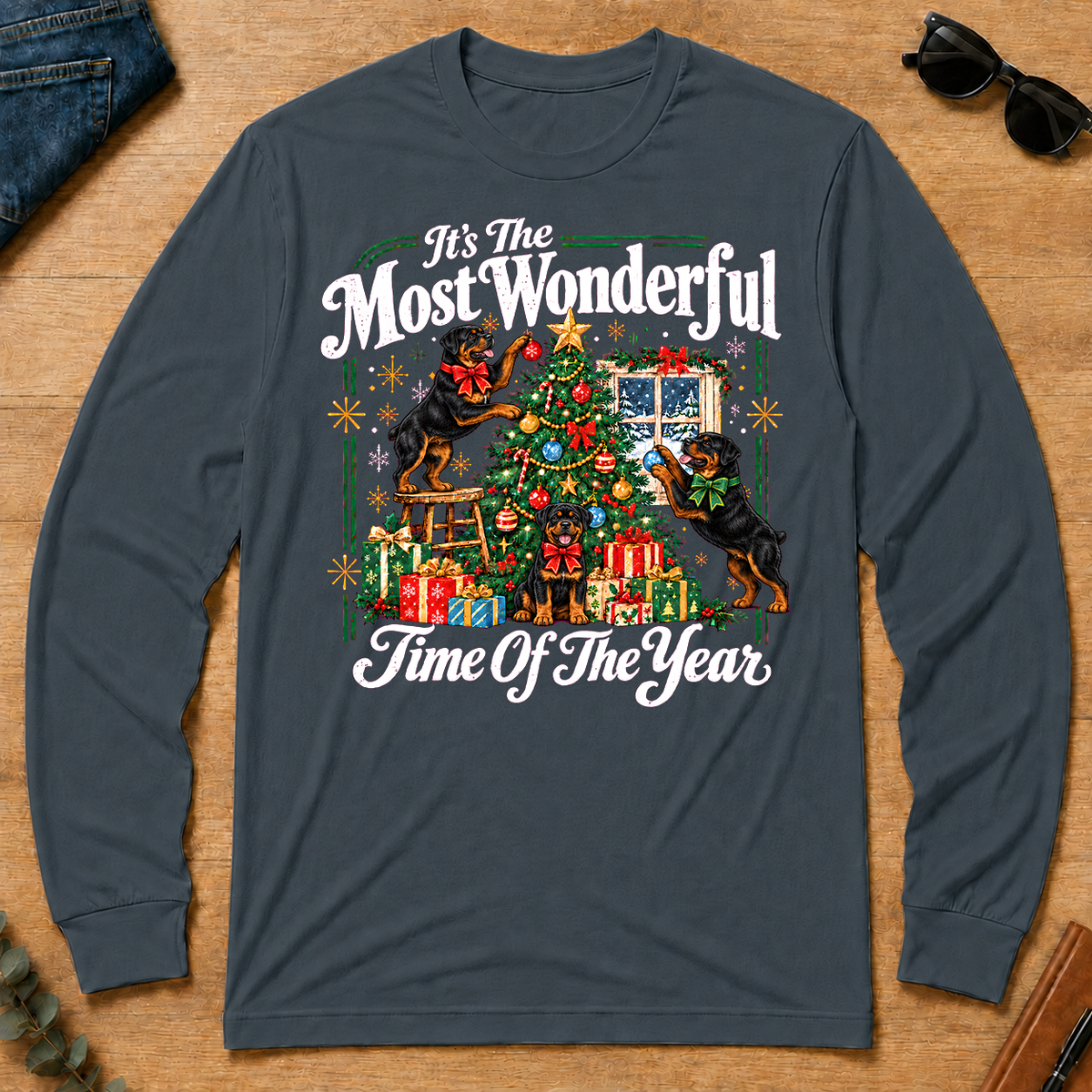 Wonderful Christmas Rottweiler - dark-heather - LST2D-DarkHeather
