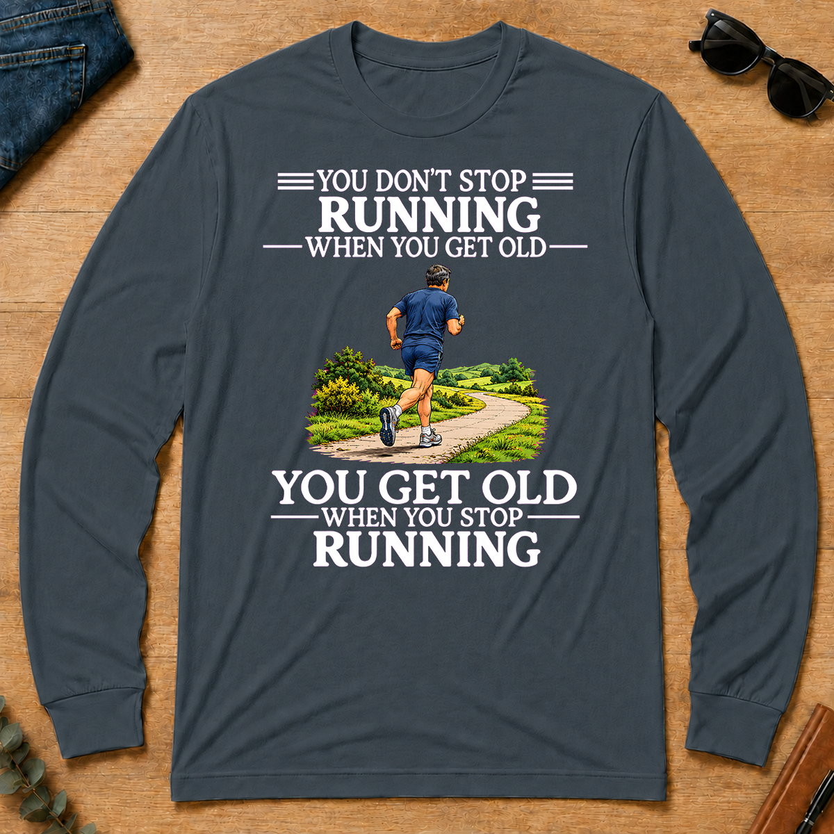 Old Man Don't Stop Running - dark-heather - LST2D-DarkHeather