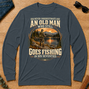 An Old Man Goes Fishing In 70s - dark-heather - LST2D-DarkHeather