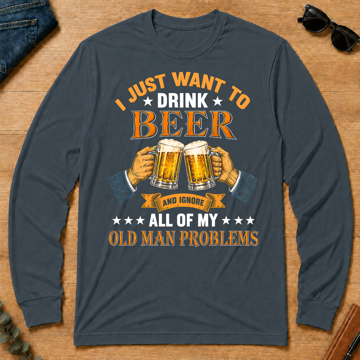 Vintage I Just Want To Drink Beer - dark-heather - LST2D-DarkHeather
