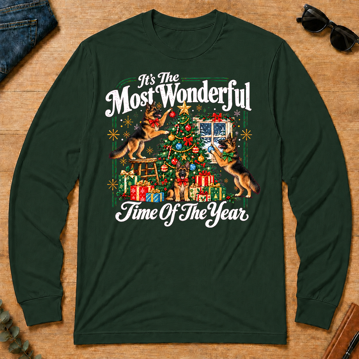 Wonderful Christmas German Shepherd - forest-green - LST2D-ForestGreen