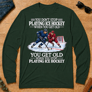 Old Man Don't Stop Ice Hockey - forest-green - LST2D-ForestGreen