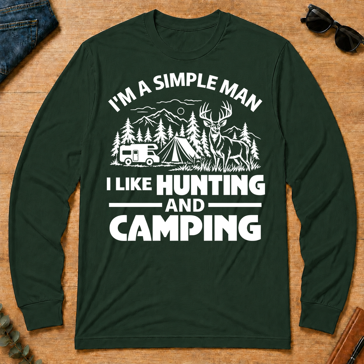 I Like Hunting And Camping - forest-green - LST2D-ForestGreen