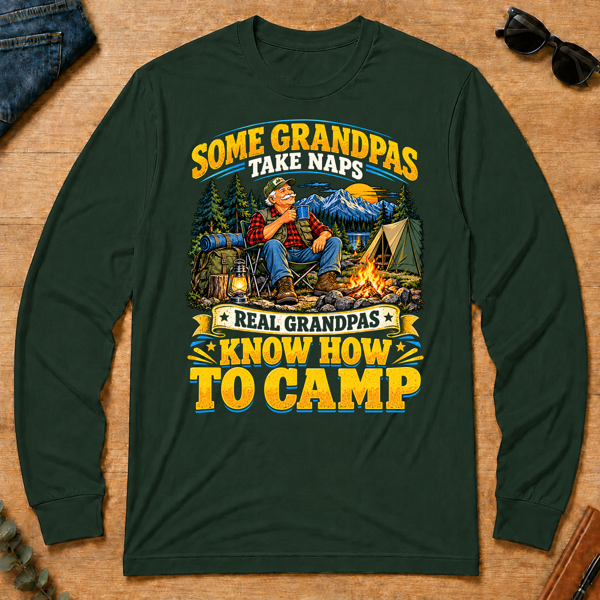 Real Grandpas Know How To Camp - forest-green - LST2D-ForestGreen